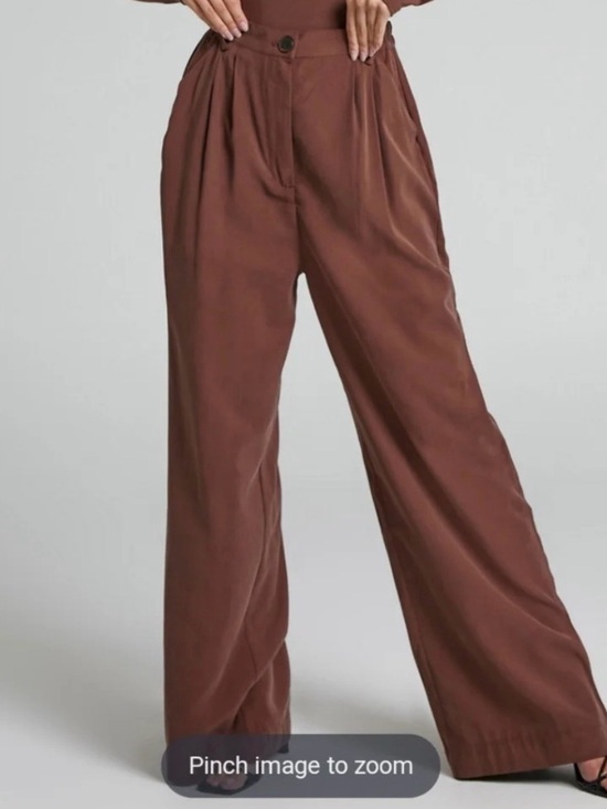 WeWoreWhat Pants - WeWoreWhat Wide-Leg High-Waist Pants in Chocolate Brown